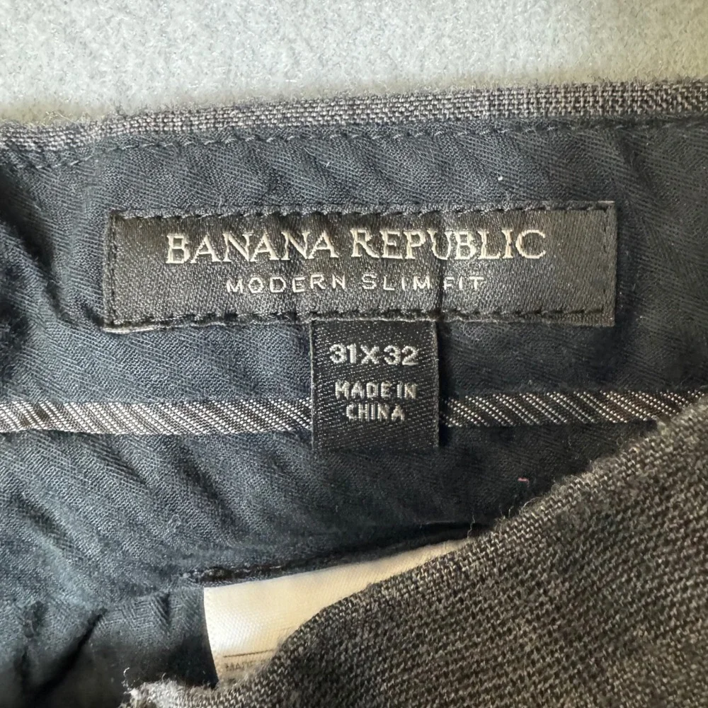 Banana Republic Modern Slim Fit Grey Wool Blend Dress Pants Mens 31x32